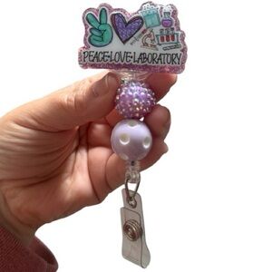 Peace Love Laboratory  Badge Holder - Purple
